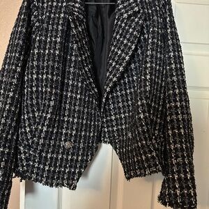 JustFab Black & White Tweed Blazer.